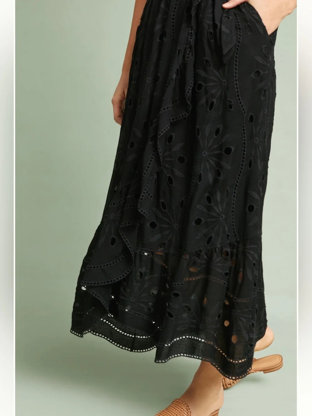 Anthropologie Mauve Eyelet Wrap Skirt - Picture 4 of 13